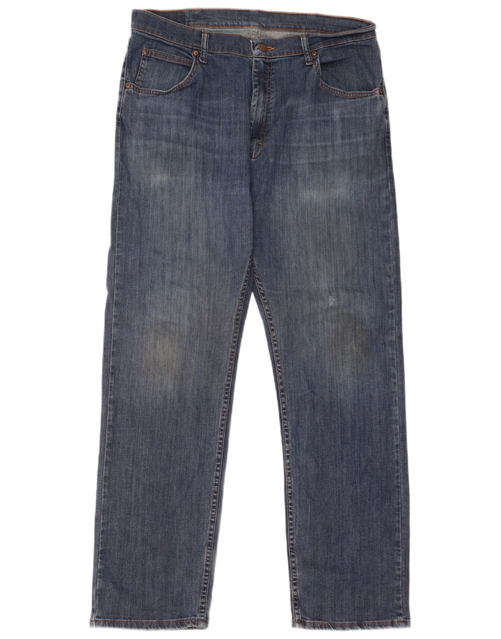 Wrangler Mens Straight Jeans W36 L32 Blue Cotton