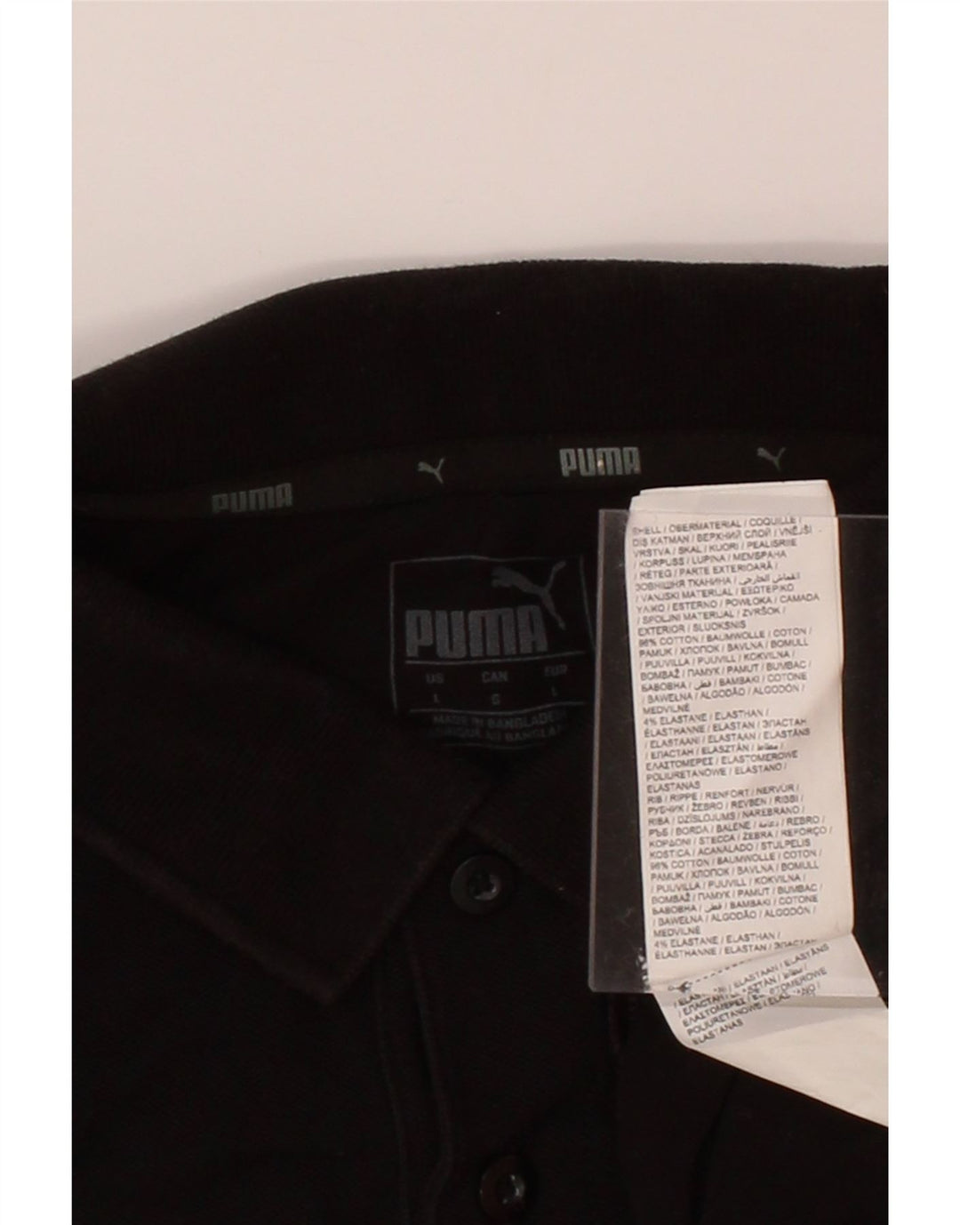 PUMA Mens Polo Shirt Large Black Cotton Vintage Puma and Second-Hand Puma from Messina Hembry 