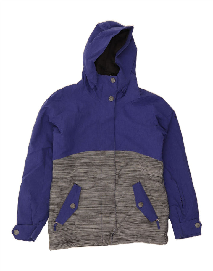 ROXY Womens Hooded Windbreaker Jacket UK 14 Medium Blue Colourblock Vintage Roxy and Second-Hand Roxy from Messina Hembry 
