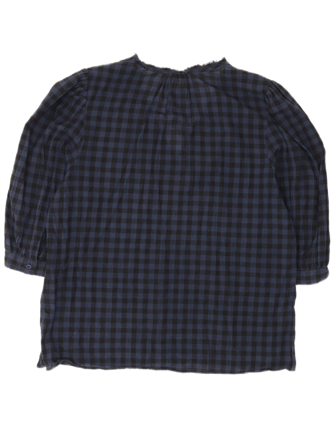 Jigsaw Womens 3/4 Sleeve Blouse Top UK 12 Medium Blue Gingham Cotton