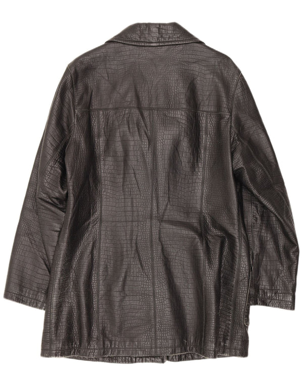 Conbipel Dame Læderfrakke UK 12 Medium Sort Animal Print Classic