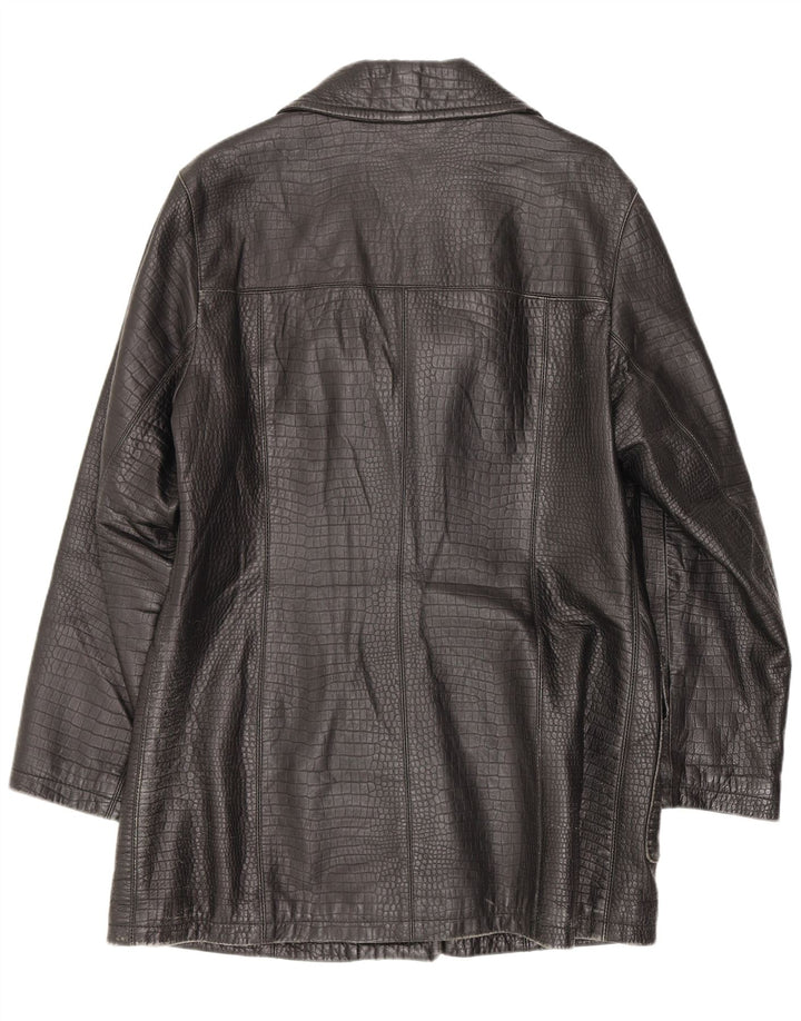 Conbipel Dame Læderfrakke UK 12 Medium Sort Animal Print Classic