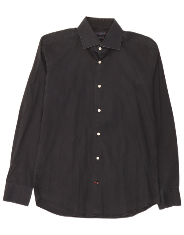 Tommy Hilfiger Mens Tailored Slim Fit Shirt Size 40 15 3/4 Medium Black