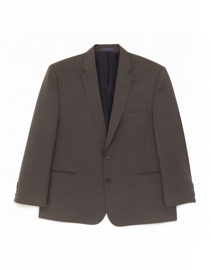 Jaqueta blazer masculina de 2 botões Marks & Spencer Reino Unido 48 2XL cinza poliéster