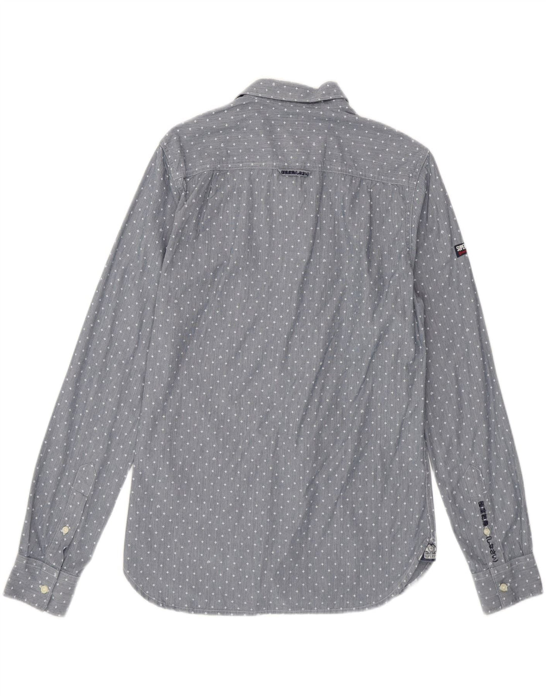 SUPERDRY Mens Shirt Small Blue Spotted Cotton Vintage Superdry and Second-Hand Superdry from Messina Hembry 