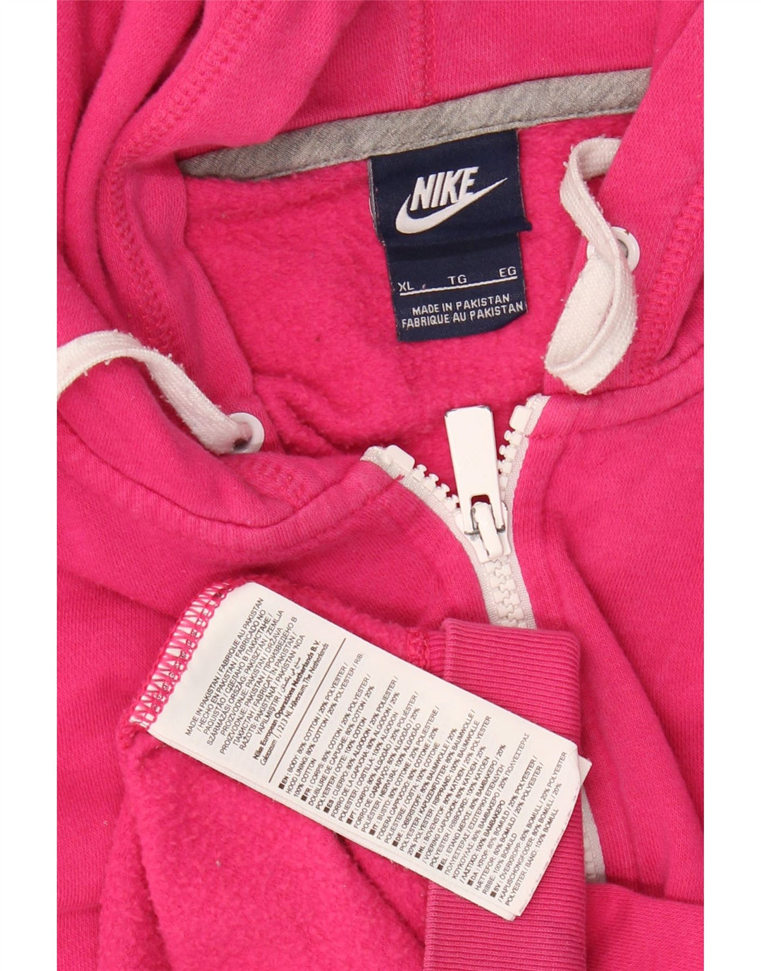 NIKE Womens Zip Hoodie Sweater UK 18 XL Pink Cotton Vintage Nike and Second-Hand Nike from Messina Hembry 