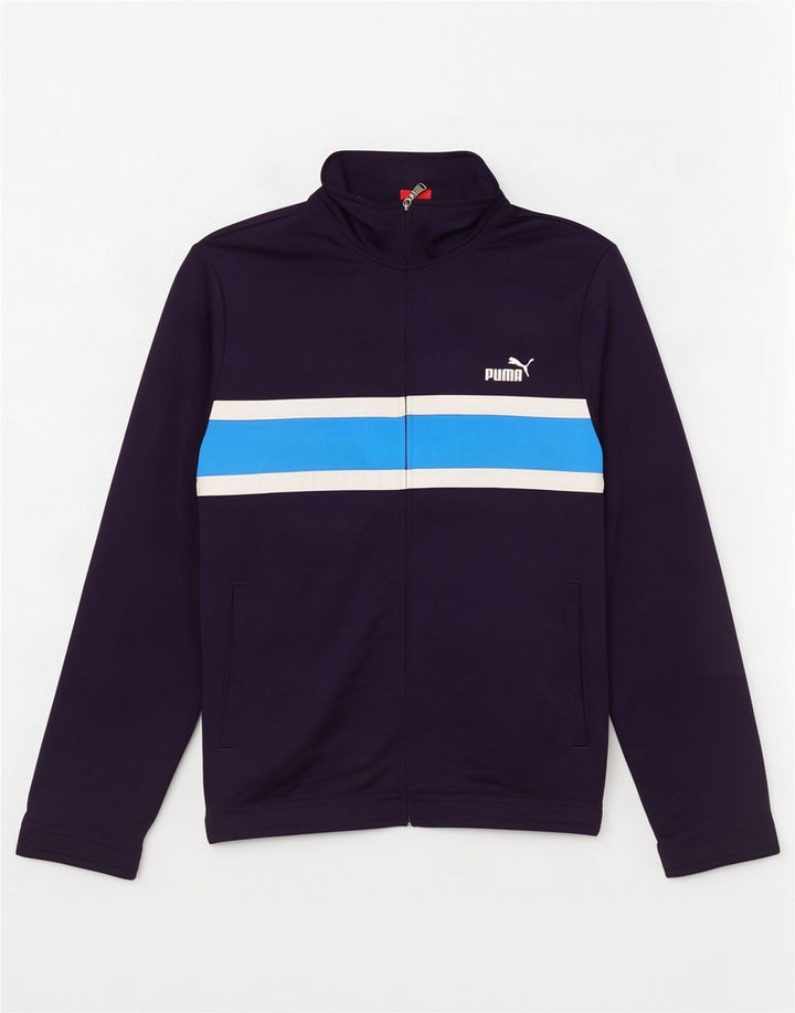 Puma Veste de survêtement pour homme Large Bleu Marine Colorblock Polyester