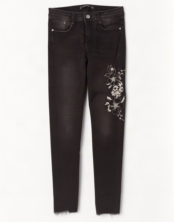 Zara Womens Trafaluc Skinny Jeans EU 36 XS W26 L27 Black Floral