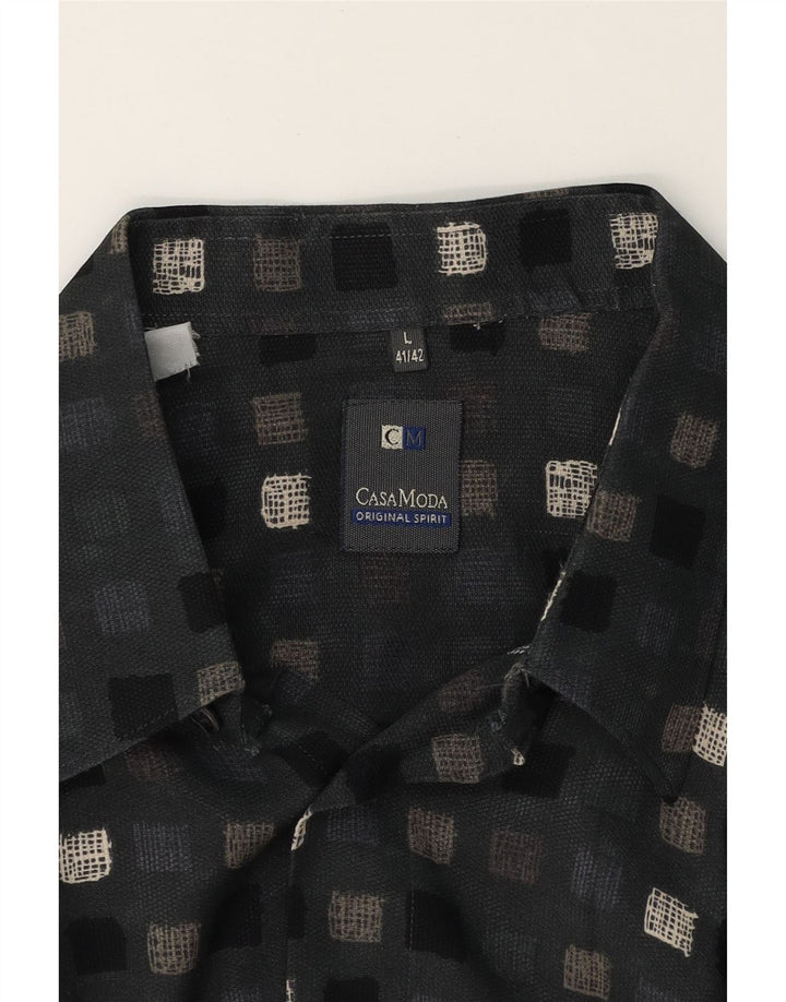 CASA MODA Mens Shirt Size 41/42 Large Grey Geometric Vintage Casa Moda and Second-Hand Casa Moda from Messina Hembry 