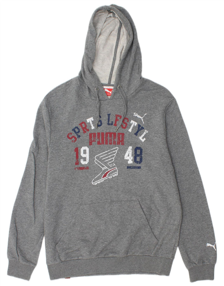 PUMA Jersey con capucha gráfica para hombre gris medio