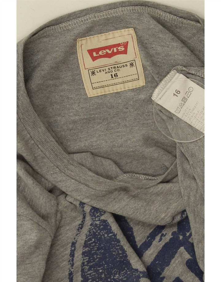 Levi's Boys Graphic Top Long Sleeve 15-16 Years Grey Cotton