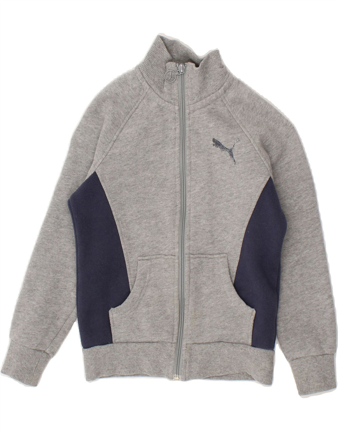 PUMA Boys Tracksuit Top Jacket 7-8 Years Small Grey Colourblock Cotton Vintage Puma and Second-Hand Puma from Messina Hembry 