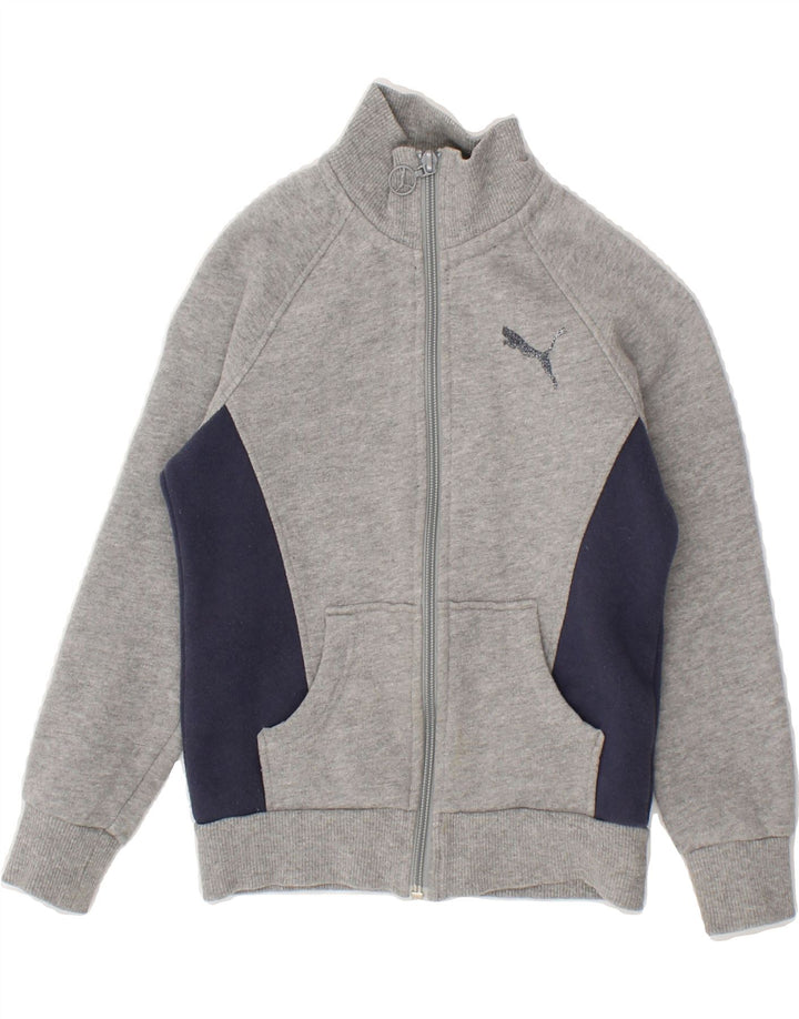 PUMA Boys Tracksuit Top Jacket 7-8 Years Small Grey Colourblock Cotton Vintage Puma and Second-Hand Puma from Messina Hembry 