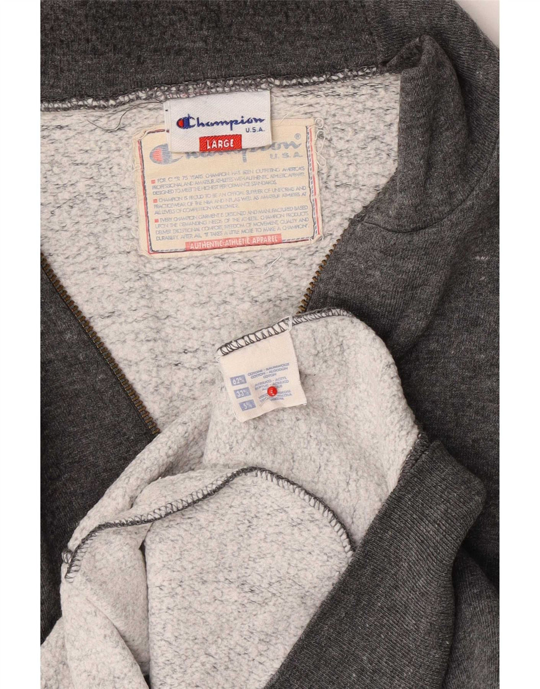 Champion Mens Tracksuit Top Jacket Large Grey Flecked Cotton