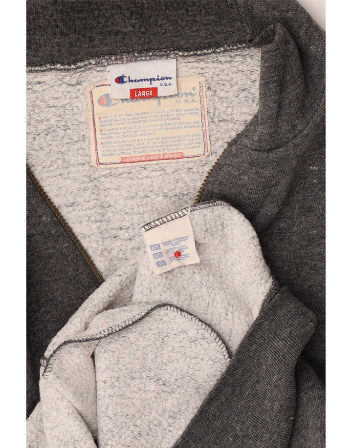Champion Mens Tracksuit Top Jacket Large Grey Flecked Cotton
