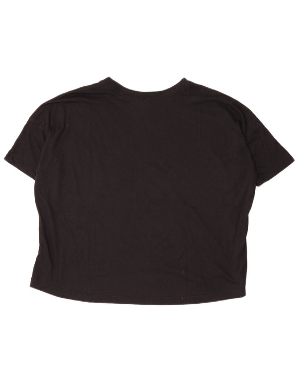 Nike Womens Crop Oversized grafisk T-shirt top UK 10 Lille sort polyester