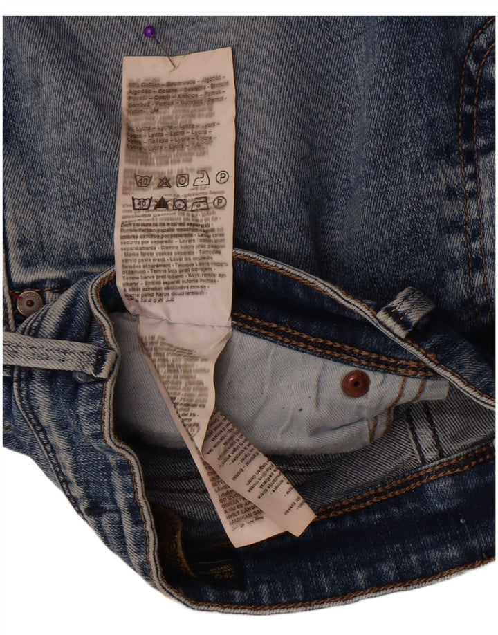 Jack & Jones Mens Distressed Slim Jeans W34 L30 Blue Cotton