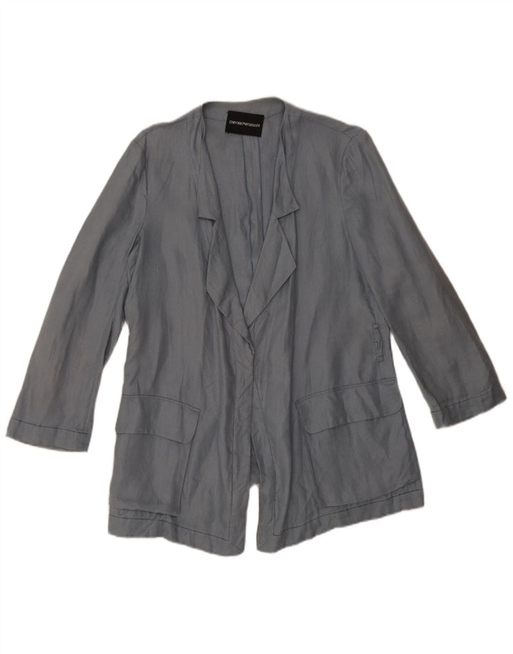 Emporio Armani Womens Blazer Jacket IT 42 Medium Blue Linen
