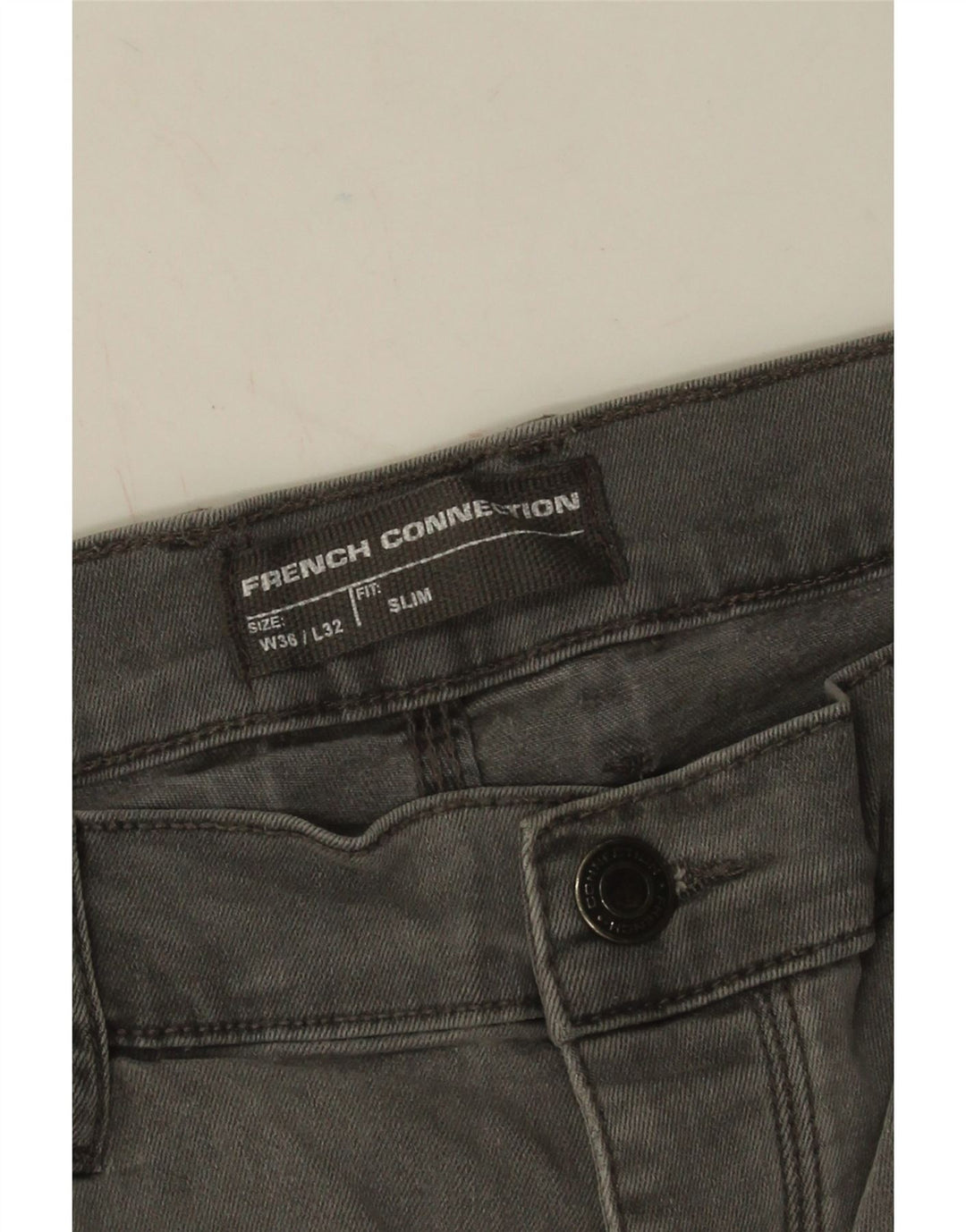 French Connection Mens Slim Jeans W36 L32 Grey Cotton