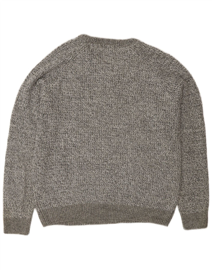 Marks & Spencer Damen-Pullover mit Rundhalsausschnitt, groß, grau meliert, klassisch