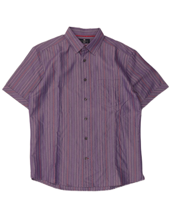 Marks & Spencer Mens Blue Harbour Shirt Medium Purple Pinstripe