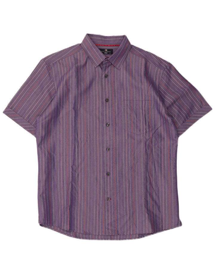 Marks & Spencer Mens Blue Harbour Shirt Medium Purple Pinstripe
