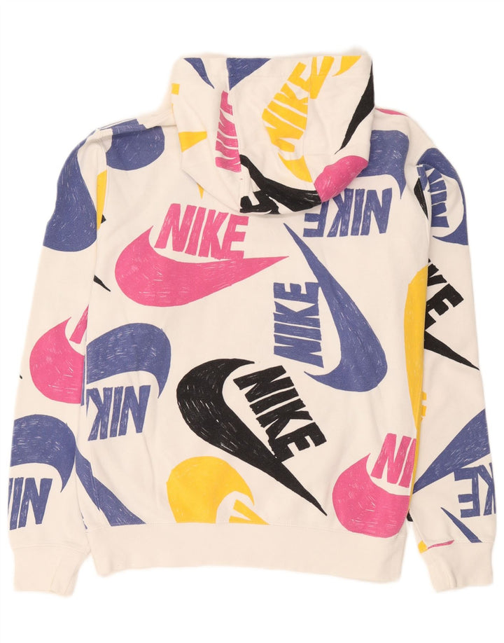 Nike Mens Graphic Hoodie Jumper Medium White Cotton