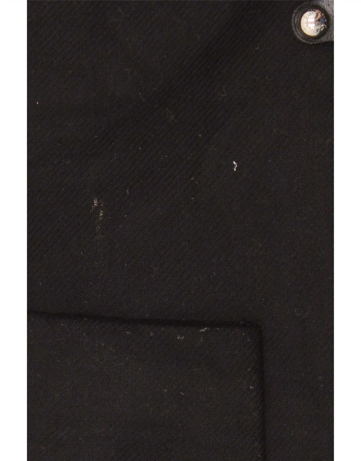 Zara Manteau surdimensionné à capuche pour femme UK 10 Petite laine noire