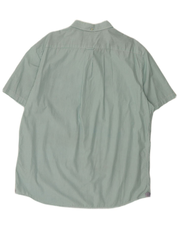 Camisa masculina de manga curta Marks & Spencer Heritage XL verde risca de giz de algodão