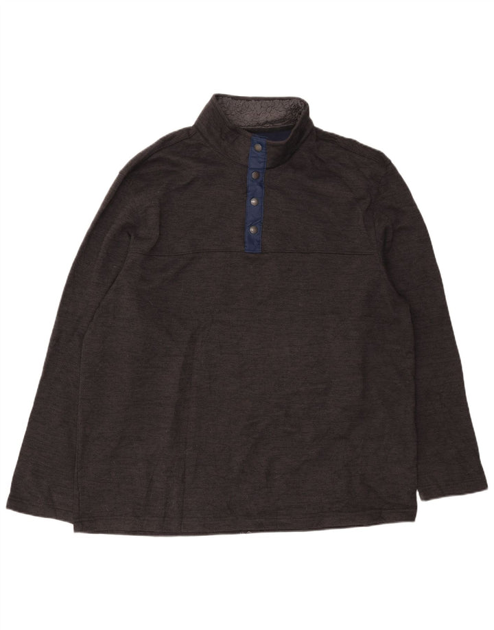 IZOD Sudadera con cuello y botones para hombre Jersey XL Gris Espiga Poliéster