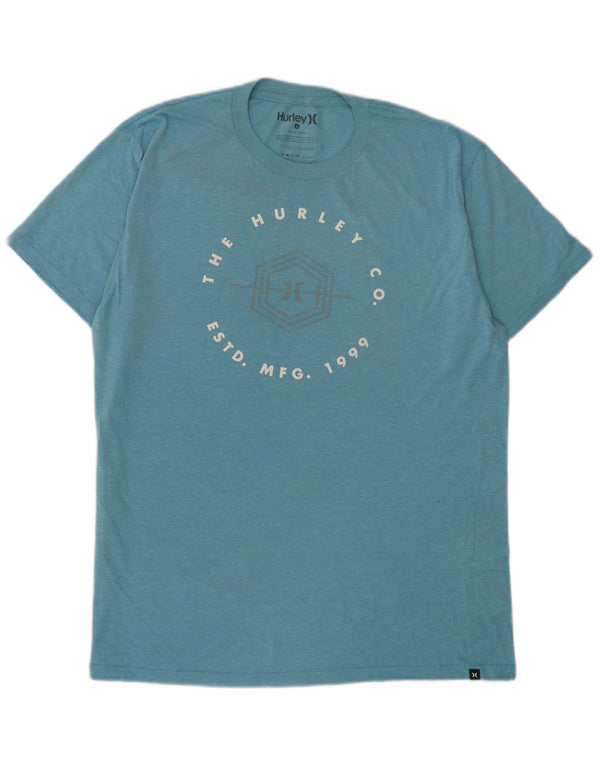 T-shirt grafica da uomo Hurley Top grande in cotone blu