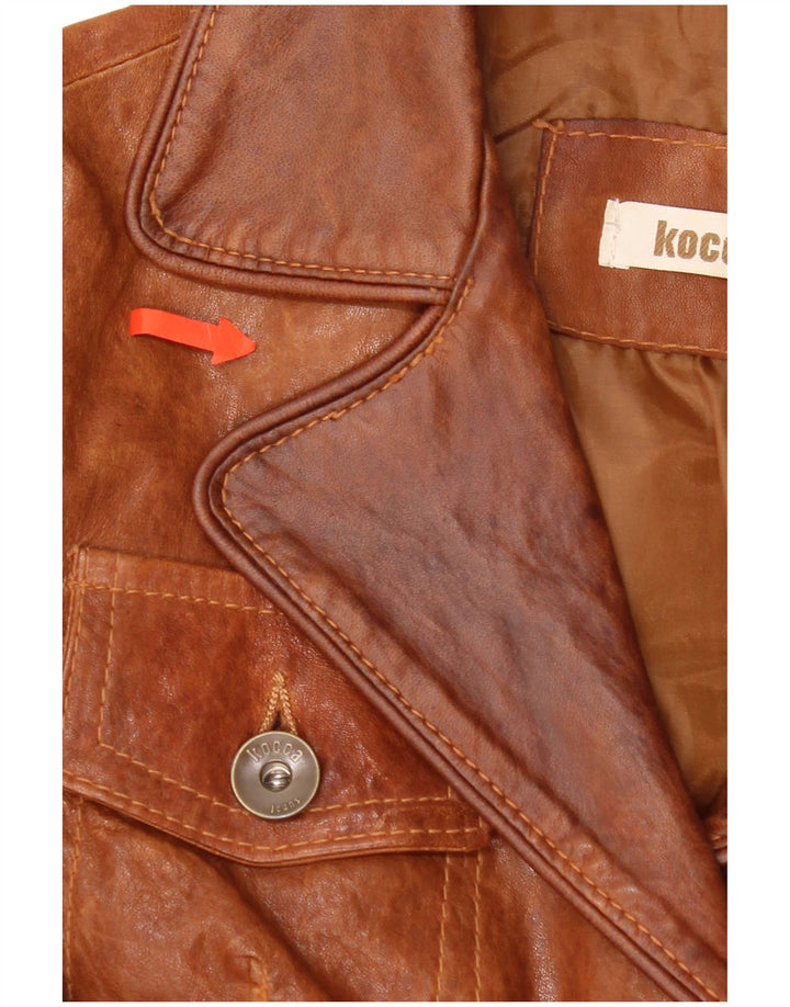 KOCCA Womens Leather Jacket UK 10 Small Brown Leather