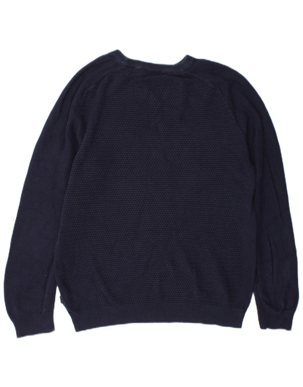 Jack & Jones Herren-Pullover mit Rundhalsausschnitt, mittelmarineblaue Baumwolle