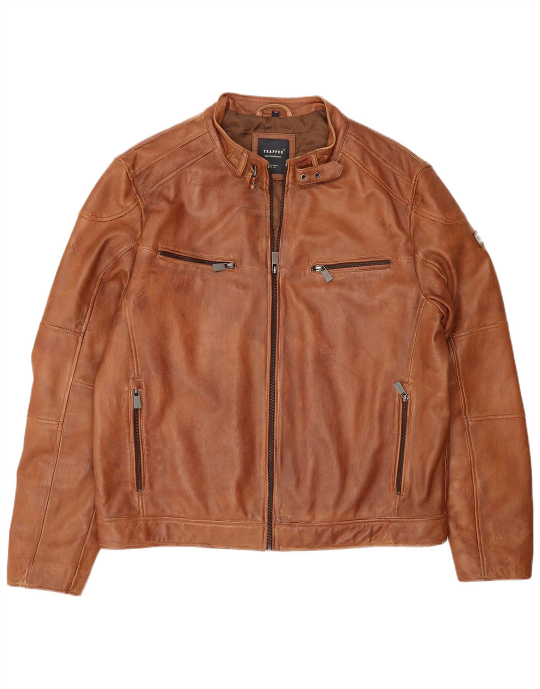 Trapper Chaqueta de cuero para hombre IT 56 3XL Cuero marrón