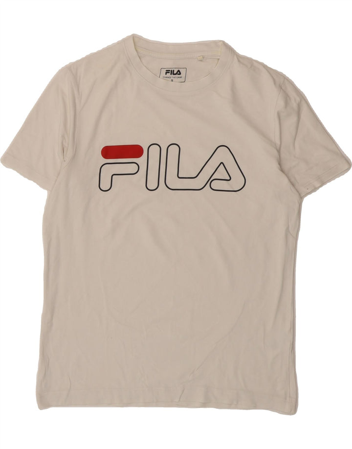 FILA Mens Graphic T-Shirt Top Small White Cotton Vintage Fila and Second-Hand Fila from Messina Hembry 