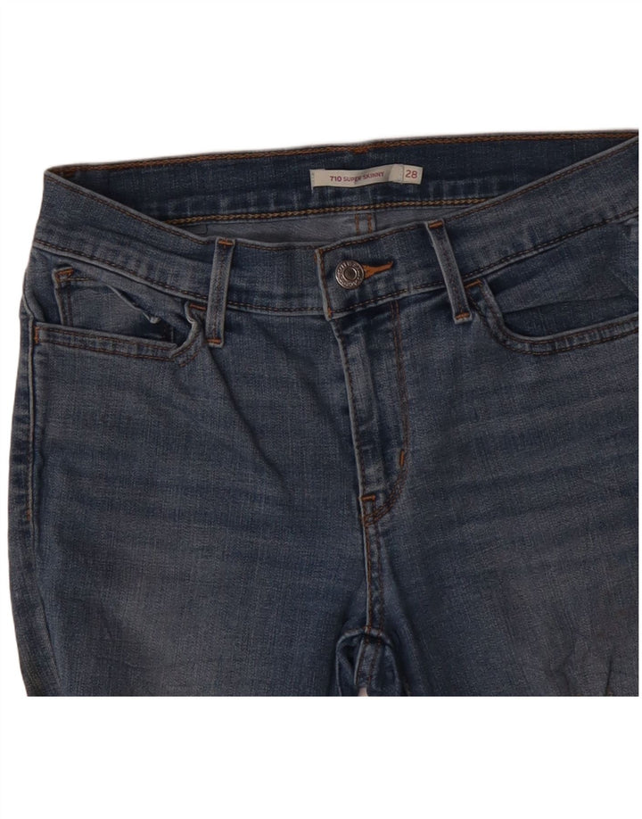 LEVI'S Womens 710 Distressed Super Skinny Jeans W28 L30 Blue Polyester