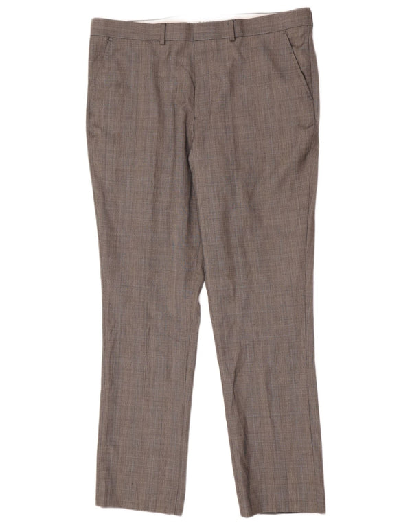 Calça casual regular masculina French Connection W38 L32 cinza Houndstooth