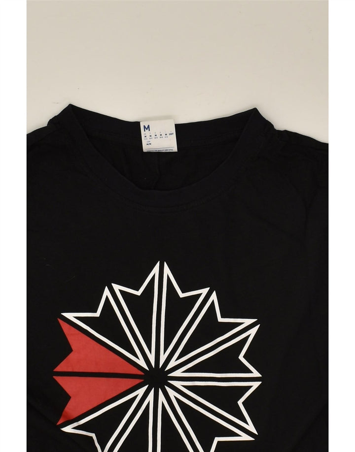 REEBOK Womens Graphic T-Shirt Top UK 12/14 Medium Black Cotton | Vintage Reebok | Thrift | Second-Hand Reebok | Used Clothing | Messina Hembry 