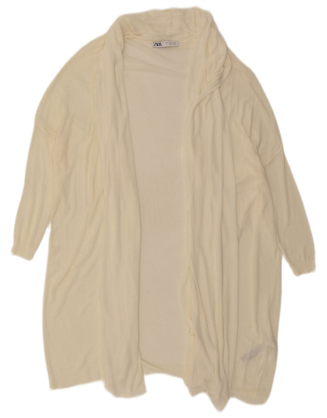 Zara Womens Oversized Longline Open Cardigan Sweater UK 14 Medium Off White