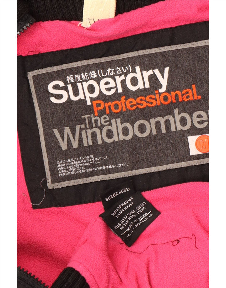 Superdry Womens The Windbomber Hooded Windbreaker Jacket UK 14 Medium Black
