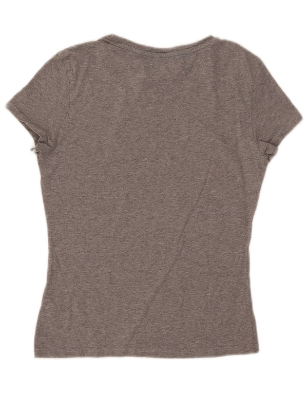 Jack Wills Womens Graphic T-Shirt Top UK 6 Small Grey Flecked Cotton