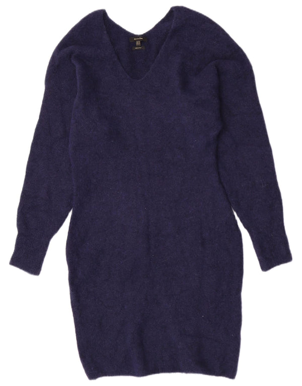 Massimo Dutti Robe pull à manches longues pour femme UK 6 XS Bleu marine Polyamide