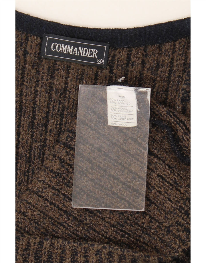 Commander Herre ærmeløs cardigan sweater IT 50 Mellem grå stribet uld