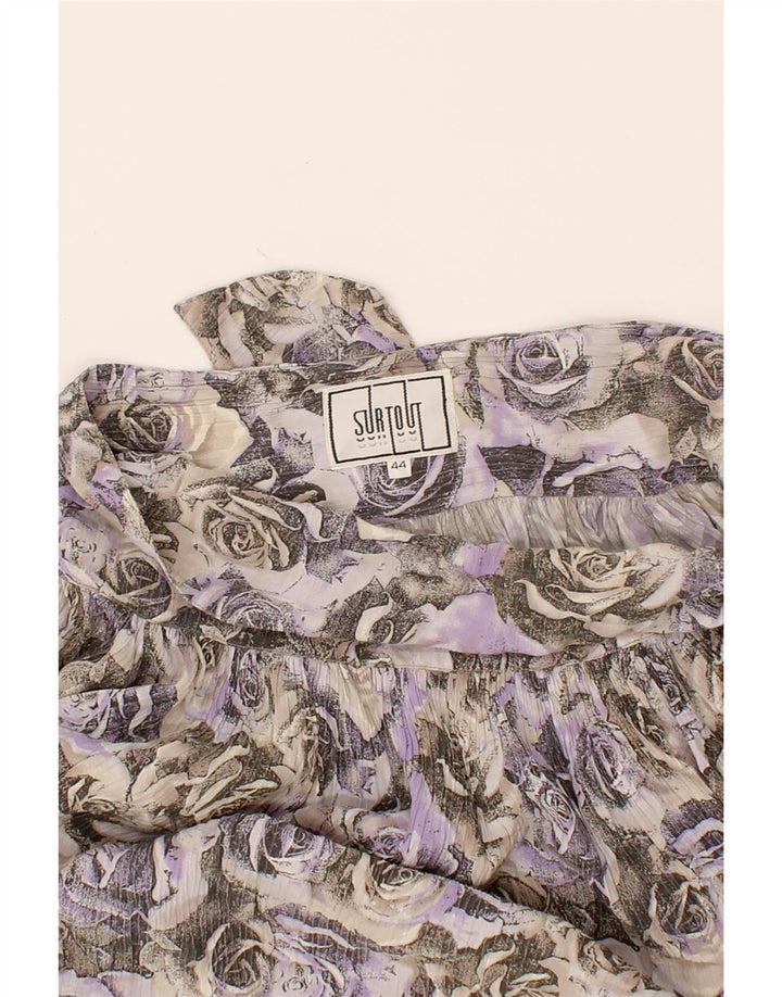 VINTAGE Womens Bubble Skirt IT 44 Medium W30 Grey Floral Viscose Vintage Vintage and Second-Hand Vintage from Messina Hembry 