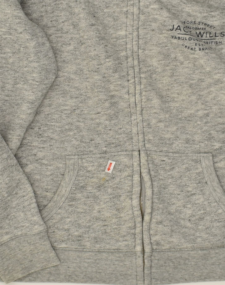 JACK WILLS Womens Loose Fit Zip Hoodie Sweater UK 12 Medium Grey Cotton | Vintage Jack Wills | Thrift | Second-Hand Jack Wills | Used Clothing | Messina Hembry 