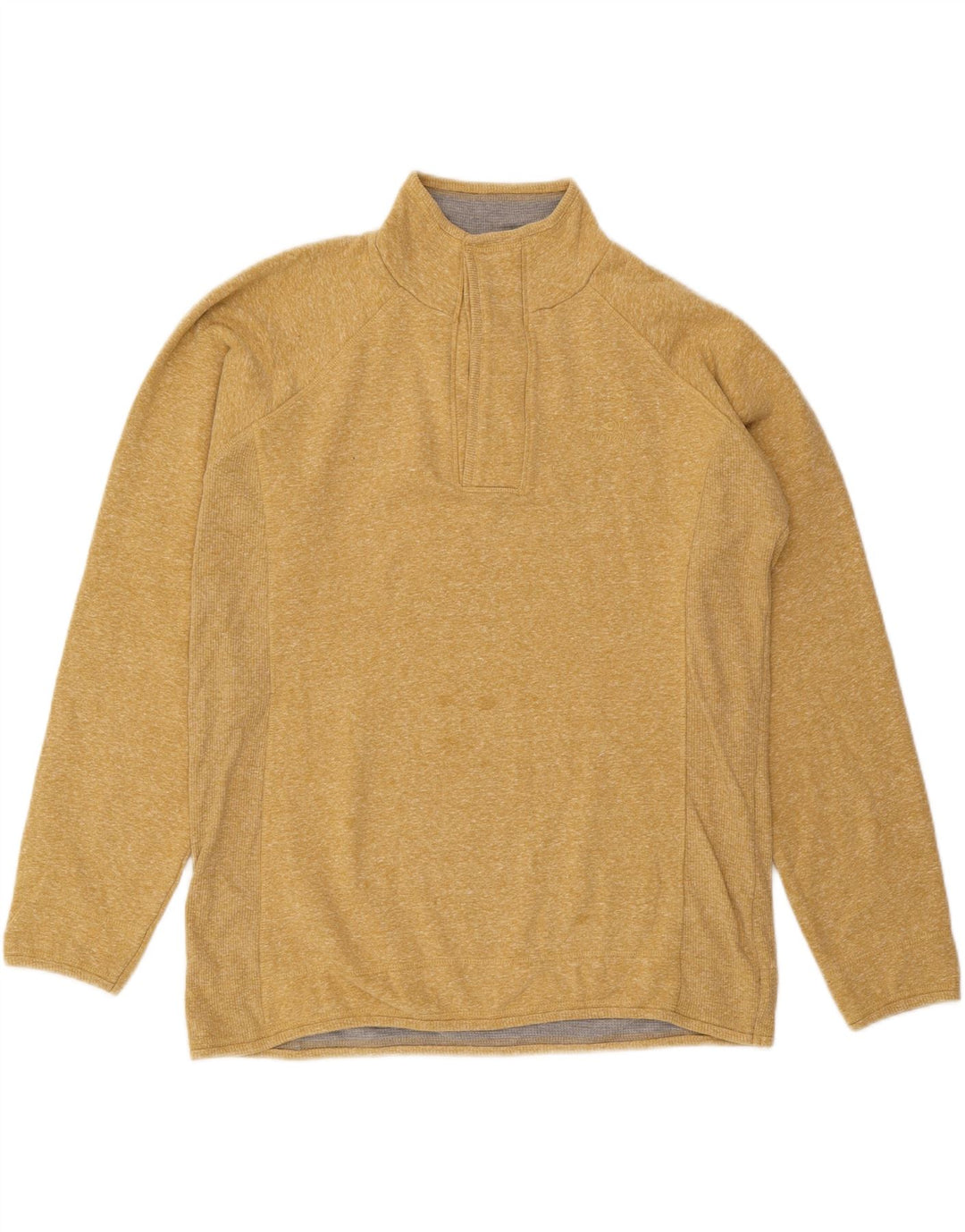 Weird Fish Mens Button Neck Sweatshirt Jumper Large Yellow Flecked