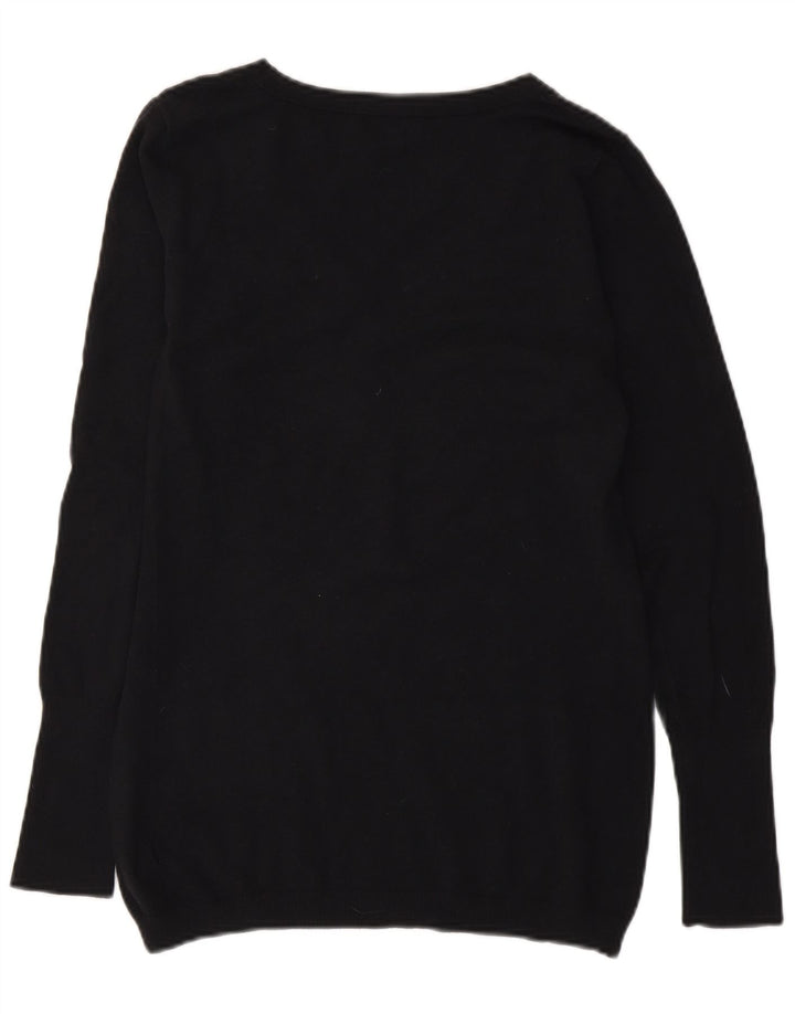 Gap Womens Button Neck Jumper Sweater UK 14 Medium Black Cotton