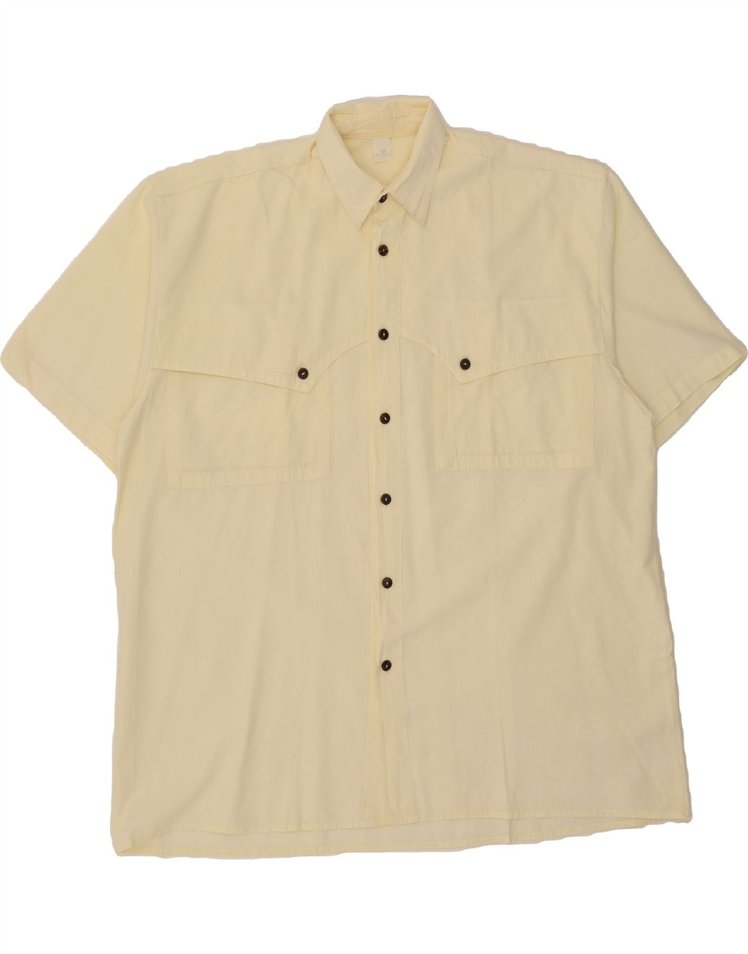 VINTAGE Mens Short Sleeve Shirt Medium Yellow Cotton Vintage Vintage and Second-Hand Vintage from Messina Hembry 