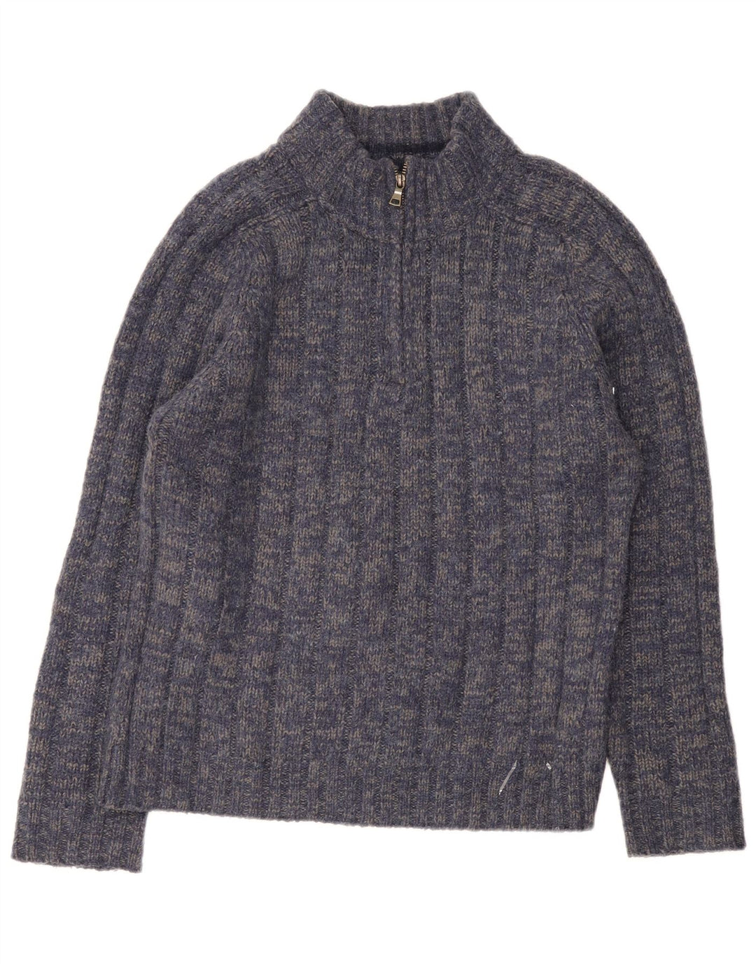 Marks & Spencer Mens Zip Neck Jumper Sweater Medium Navy Blue Flecked