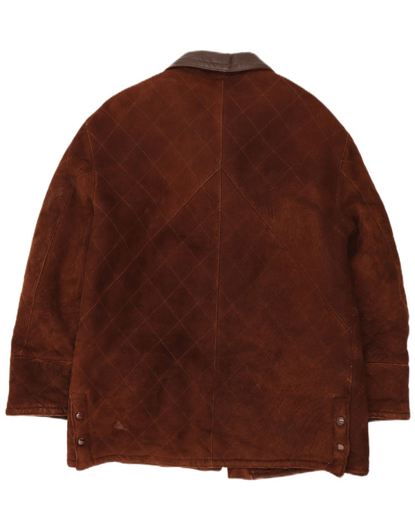 Vintage Mens Shearling Jacket IT 50 Large Brown Shearling